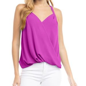 Naked Zebra Overlap tank top purple small blouse V neck